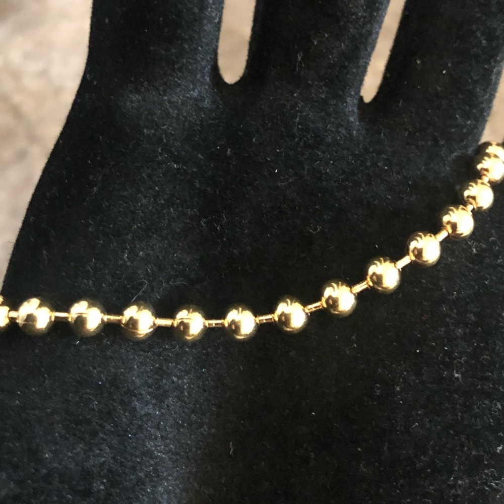 Lovely 14K YG Over Sterling Silver Beaded(Round) Bracelet - Picture 2 of 3